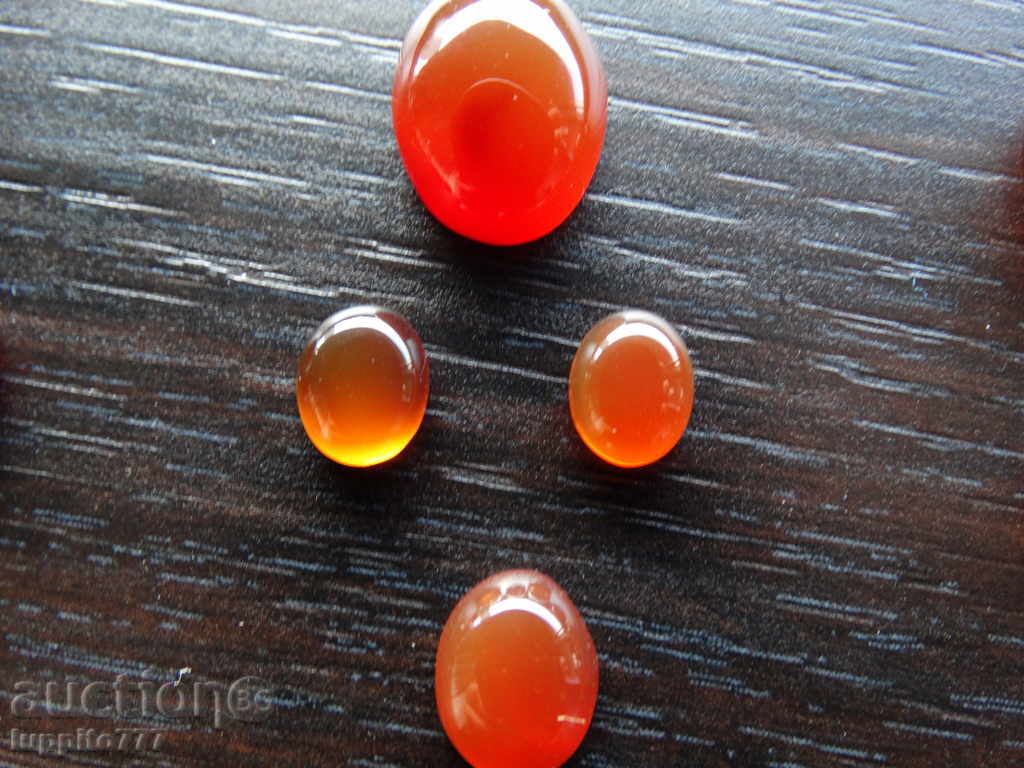 Auction natural chalcedon - 4 oval caps set - set Auction natural chalcedon - 4 oval caps set - set