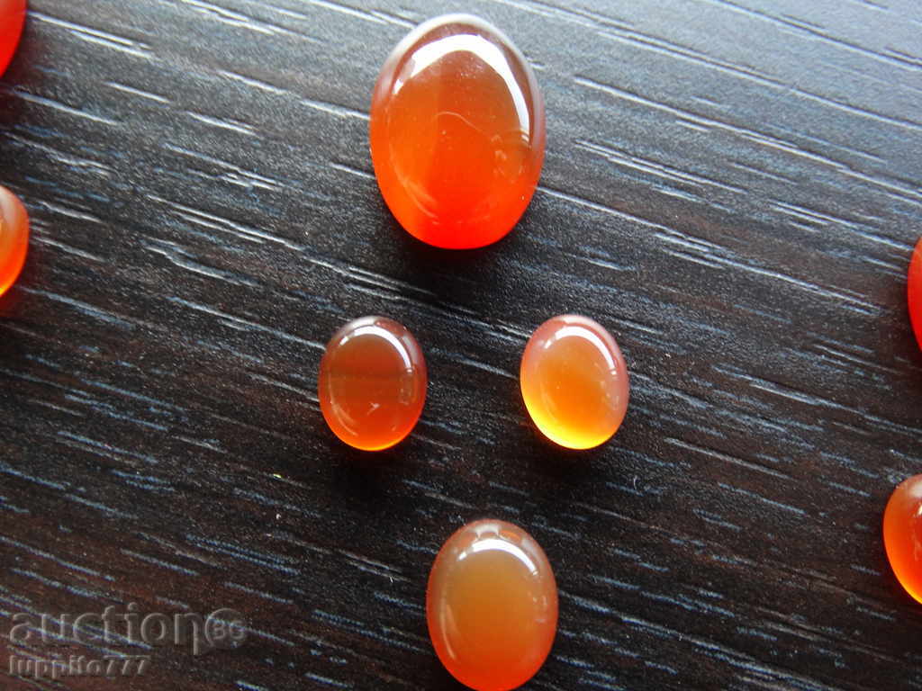 Auction natural chalcedon - 4 oval caps set - set Auction natural chalcedon - 4 oval caps set - set