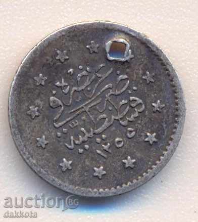 Турция куруш 1255/год.13=1852 година сребърна, R