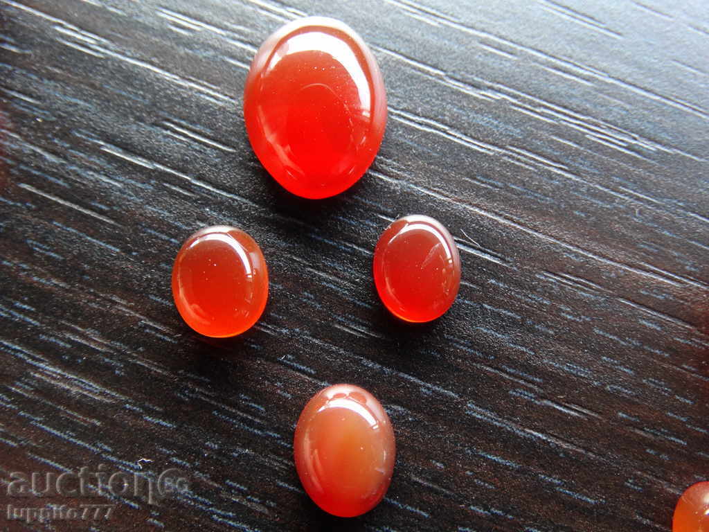 Auction natural chalcedon - 4 oval caps set - set Auction natural chalcedon - 4 oval caps set - set