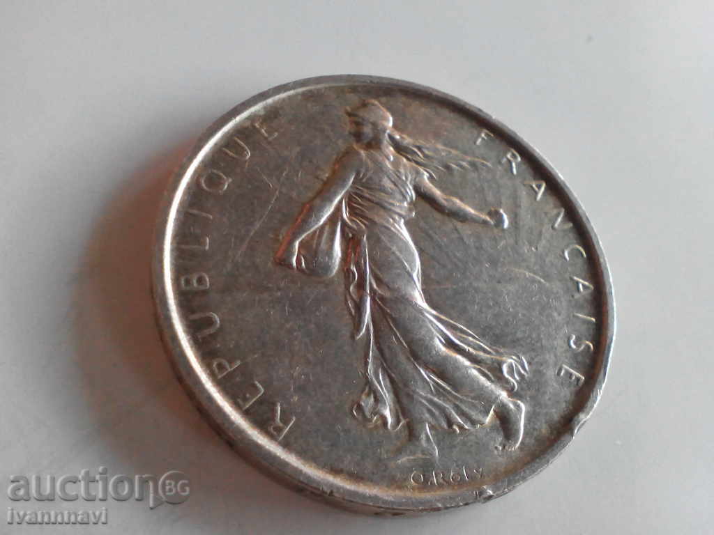 5 франка 1966 год. сребро 12.5 грама 900 проба