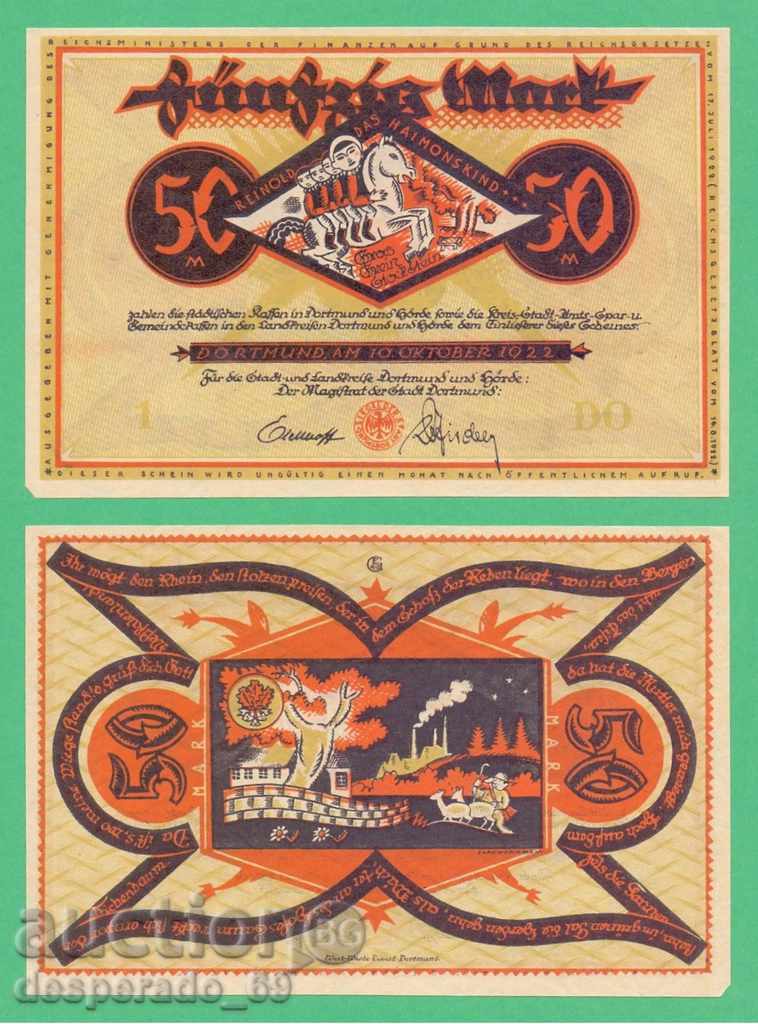 (¯`'•.¸ГЕРМАНИЯ (Dortmund) 50 марки 1922  UNC-¸.•'´¯)