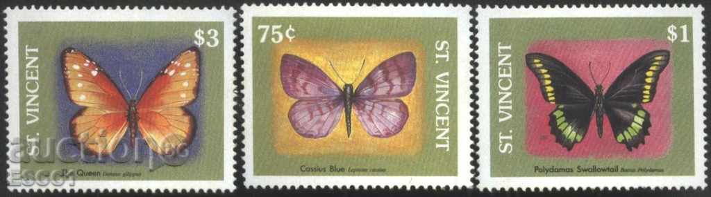 Καθαρίστε τα σήματα Πανίδα έντομα Πεταλούδες 1989 από Άγιος Βικέντιος