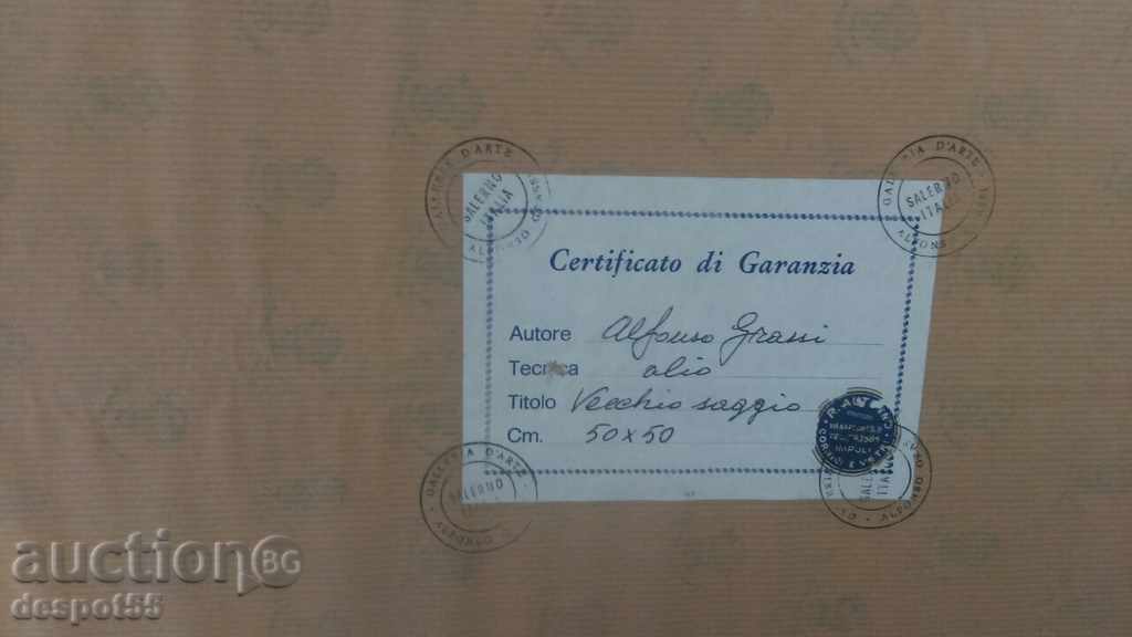 Италия. Alfonso Grassi (1918-2002). Възрастен мъдрец. Масло с цена € 1990.00 | 3892.12 лв.