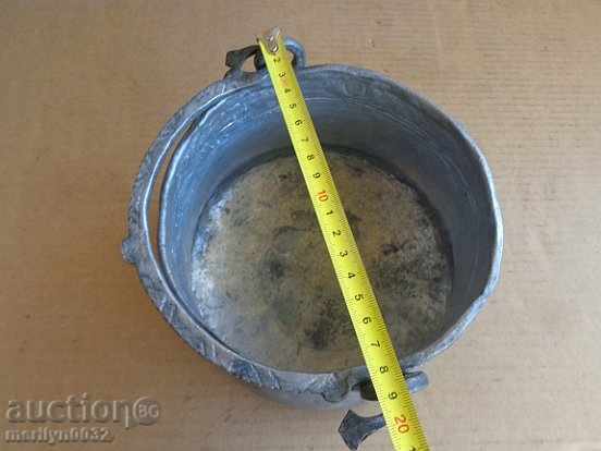 Tinned cauldron, old coin with inscription, copper vessel, coin - 5 Tinned cauldron, old coin with inscription, copper vessel, coin - 5