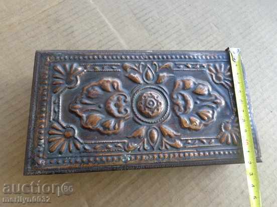Old wooden jewelry box with copper fittings copper copper wood - 5