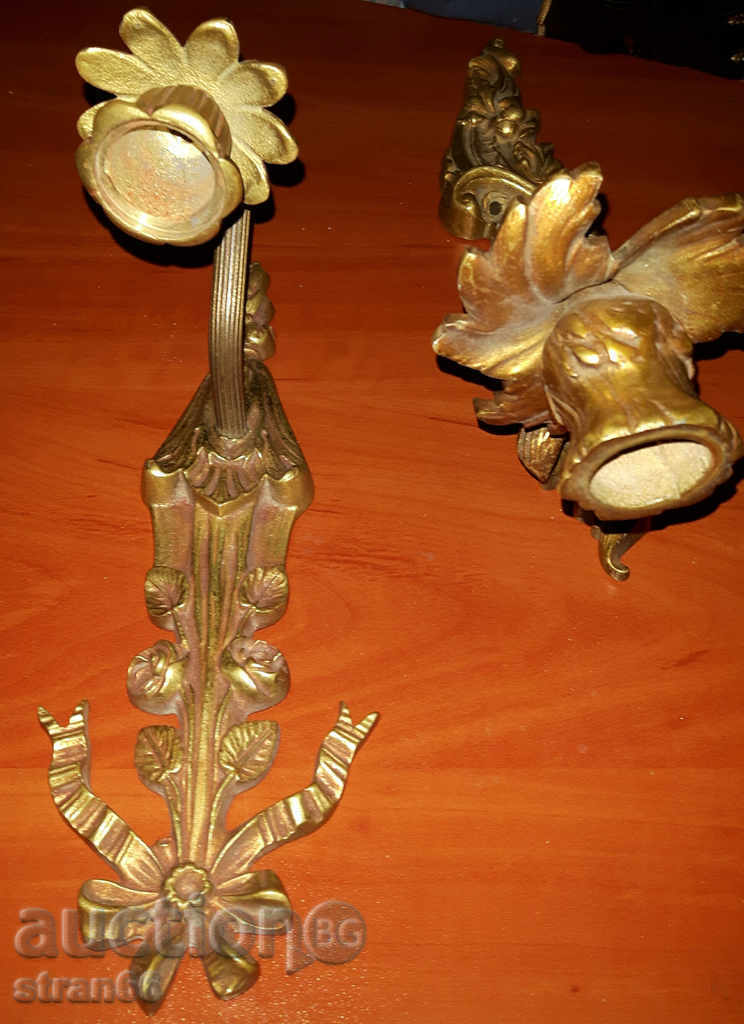 Sfeșnice de perete antic din bronz cu ornamente unice. - 5 Sfeșnice de perete antic din bronz cu ornamente unice. - 5