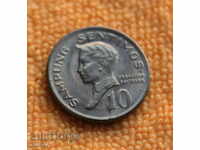 1968 G.- 10 sentimos, Filipine, monede rare