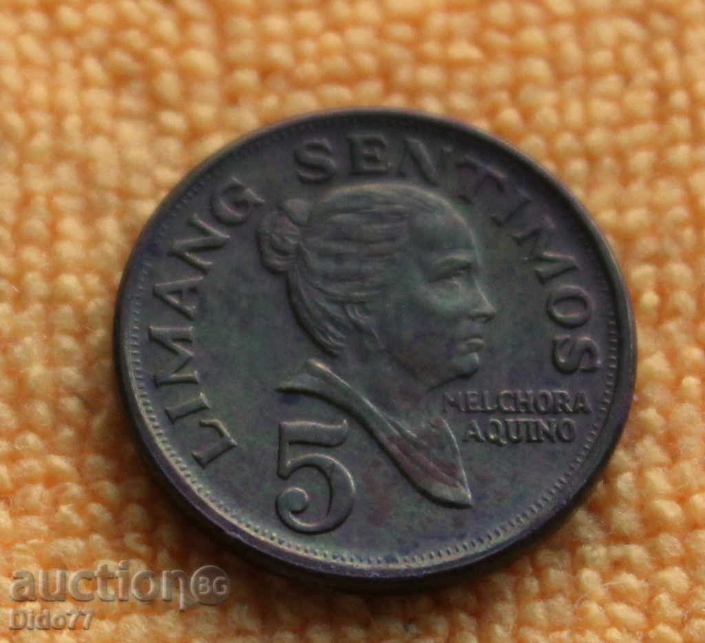1968 G.- 5 sentimos, Filipine, monede rare