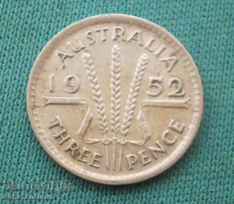 Australia 3 Pence 1952 Silver UNC (kkk) cu preț € 2.56 | 5.01 BGN