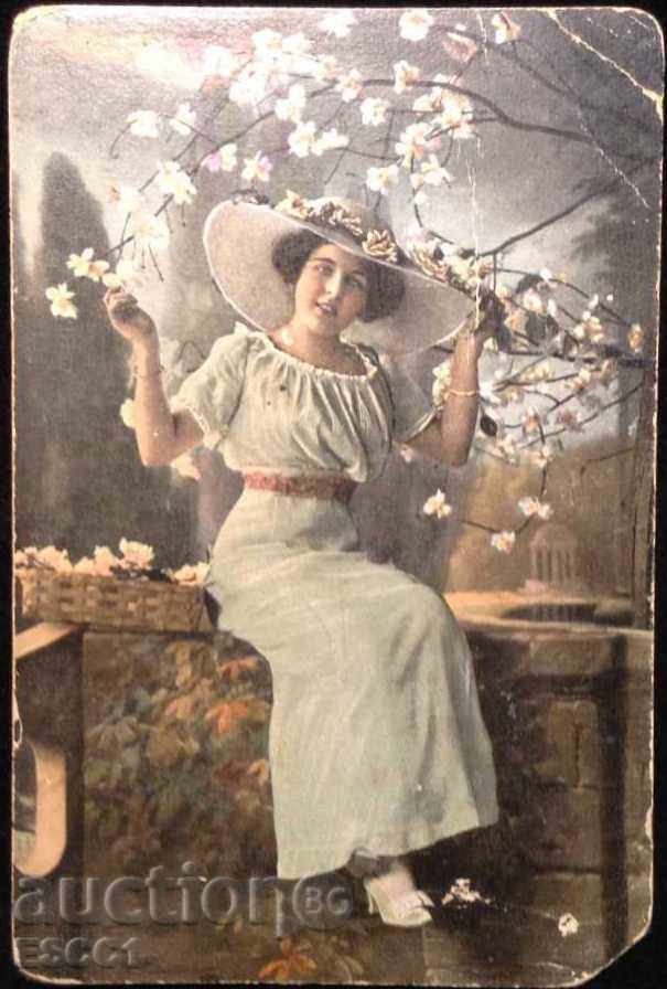 Postcard Spring Girl from Europe