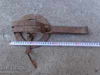 Old hand forged trap, wrought iron primitive