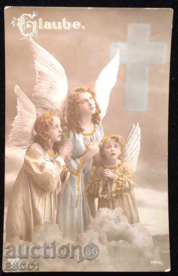 Traveled postcard 1912 Angels from Bulgaria