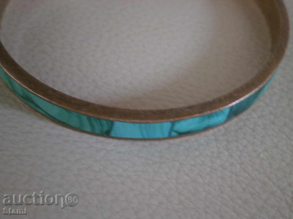Bracelet of malachite and brass, new - 6