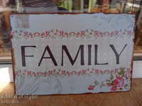 Metal plate message inscription Family Family flowers and roses