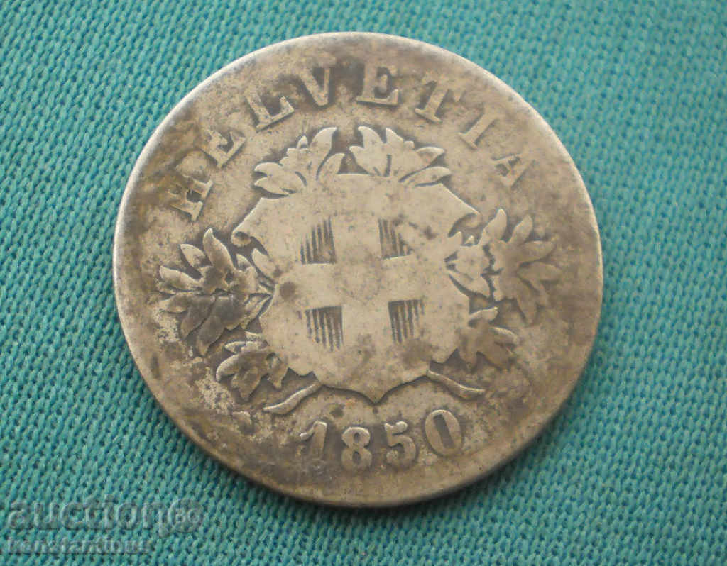 Switzerland Silver 20 Rapen 1850 Rare (kkk)