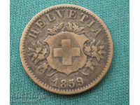 Switzerland Silver 20 Rapen 1859 Rare (kkk)