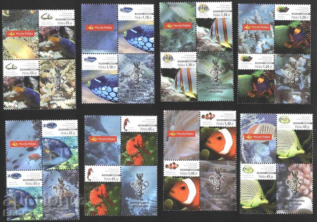 Чисти марки Фауна Морски живот Риби  2014  от Полша