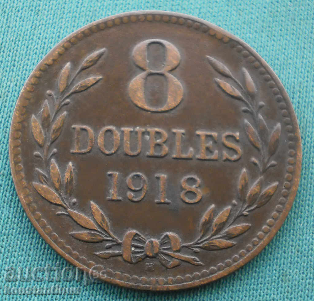 Guernsey 8 Double 1918 H Rare (kkk) cu preț € 4.60 | 9.00 BGN