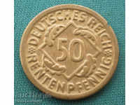 Germany Weimar Republic 50 Pfennig 1924 D Rare (kkk)