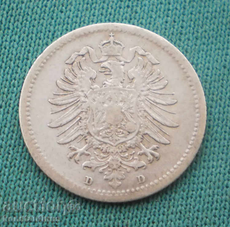 Германия I Райх 20 Пфениг 1874 D Rare Сребро ( kkk )