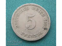 Germany Imperial Reich 5 Pfennig 1898 D Rare (kkk)