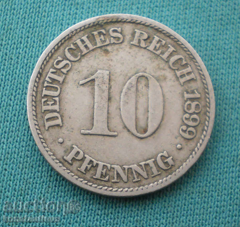 Германия Имперски Райх 10 Пфениг 1899 A Rare ( kkk ) с цена € 2.05 | 4.01 лв.