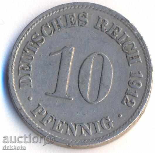 Germania 10 pfenigi 1912d Germania 10 pfenigi 1912d
