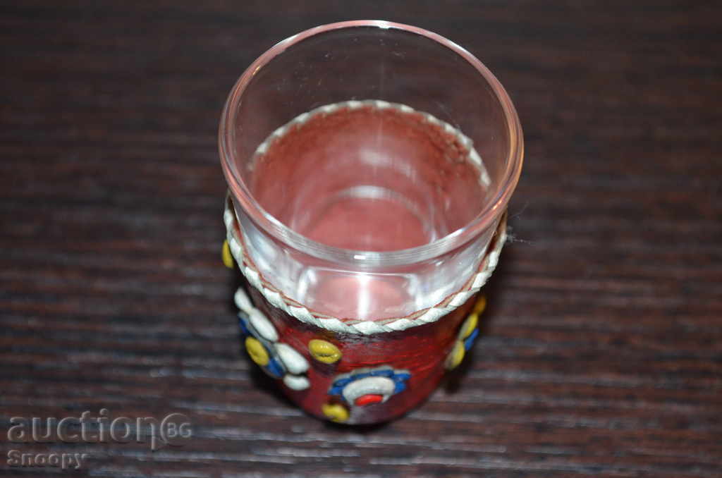 Glass cup in a leather case with price 5.00 BGN | € 2.56 Glass cup in a leather case with price 5.00 BGN | € 2.56