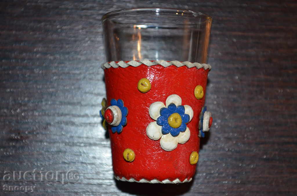 Glass cup in a leather case Glass cup in a leather case