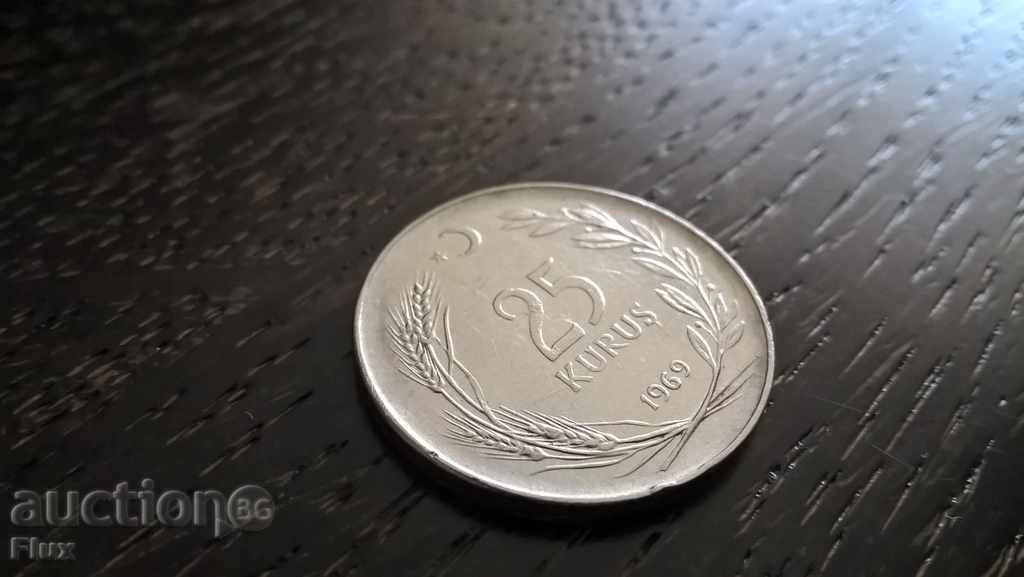 Монета - Турция - 25 куруша | 1969г.