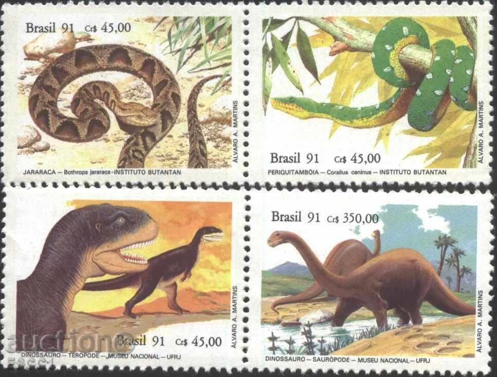 Καθαρίστε τα σήματα Πανίδα φίδια δεινόσαυροι 1991 από τη Βραζιλία