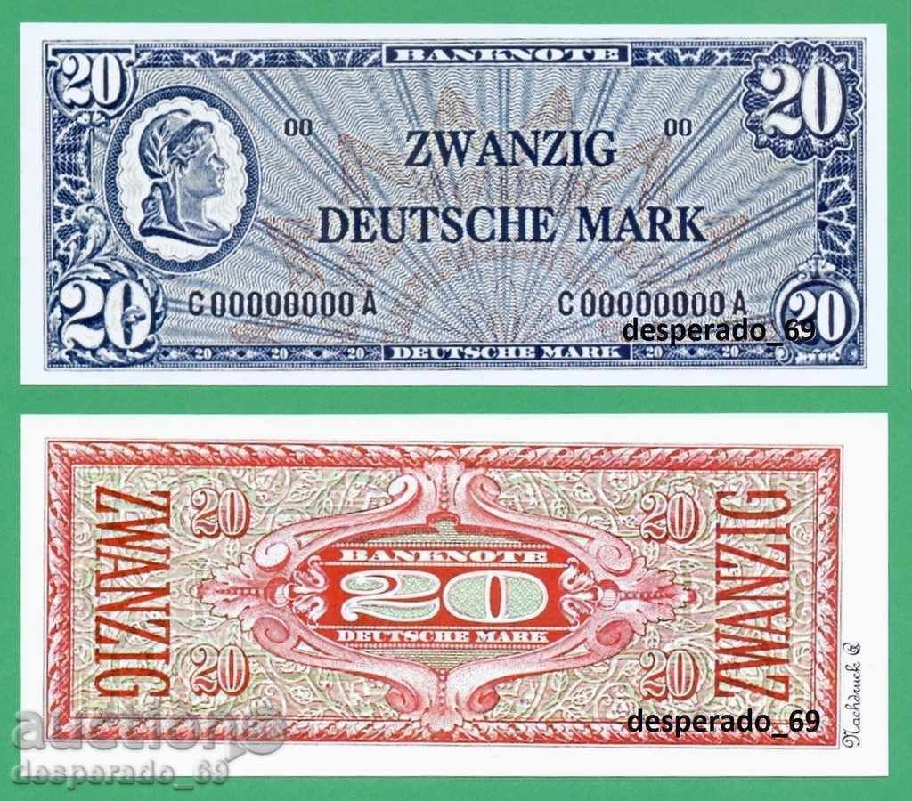 (¯` '• .¸ (reproduction) GERMANY 20 UNC mark 1948 •. •' ´¯)