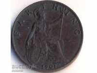 Великобритания фартинг 1901 година Виктория