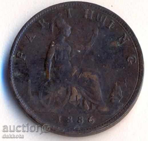 Великобритания фартинг 1886 година Виктория