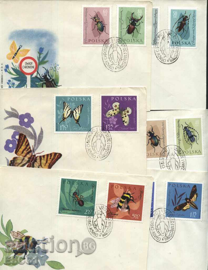 FDC (FDC) Insecte Faună 1961 din Polonia