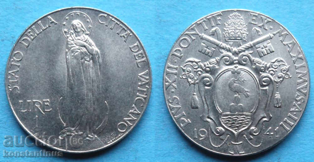 Licitație Vatican 1 Lira 1941 Foarte rar