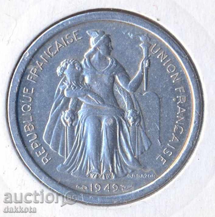 Нова Каледония 2 франка 1949 година с цена 12.00 лв. | € 6.14