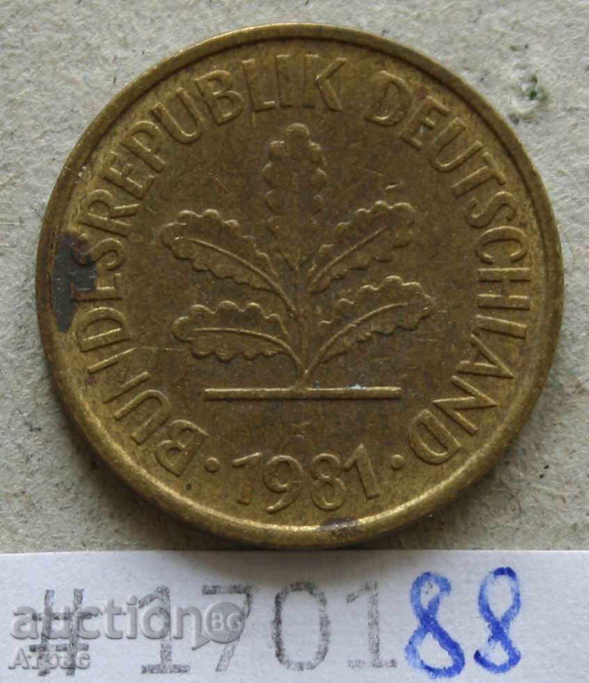 5 Pfennig 1981 G - FGR cu preț € 0.26 | 0.51 BGN 5 Pfennig 1981 G - FGR cu preț € 0.26 | 0.51 BGN