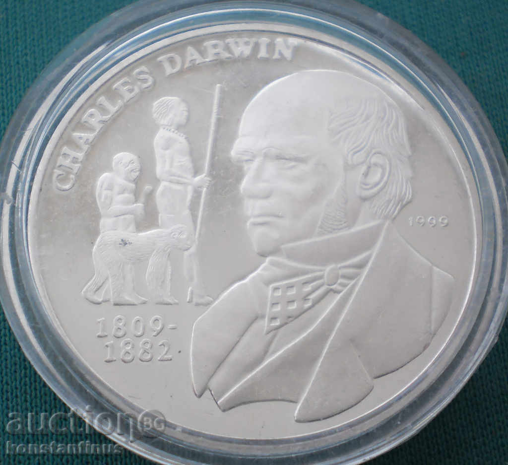 Congo 1000 Franc Darwin 1999 PROOF Rare Silver