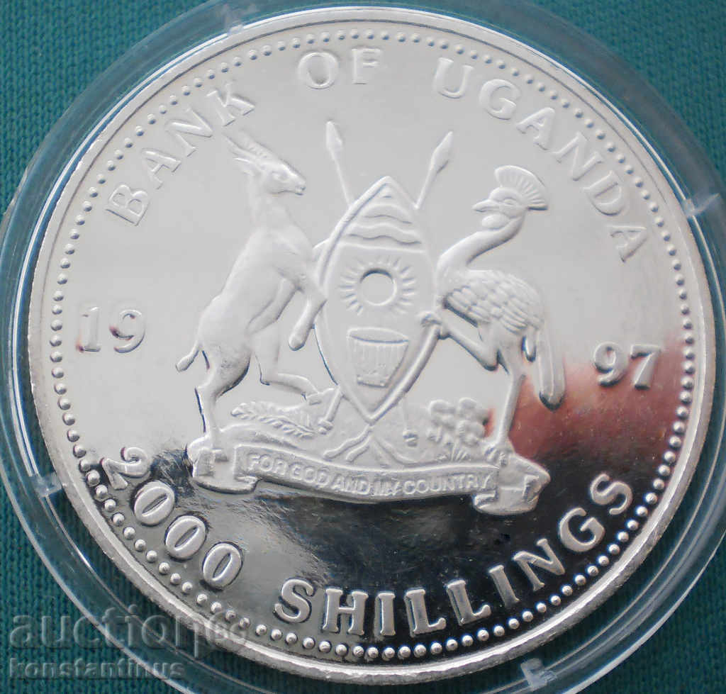 Уганда  2000  Шилинга  1997  PROOF Rare  Сребро с цена € 33.23 | 64.99 лв.