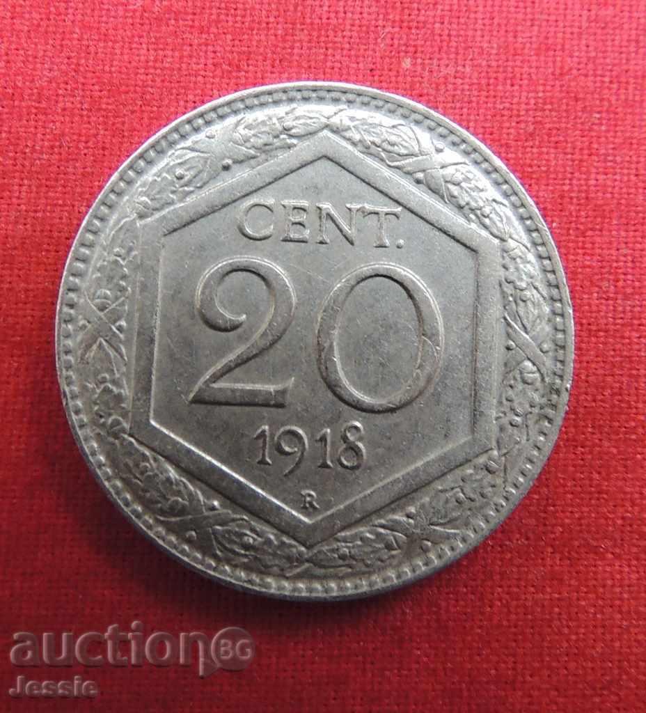 20 Centesimi 1918 R Italy -QUALITY