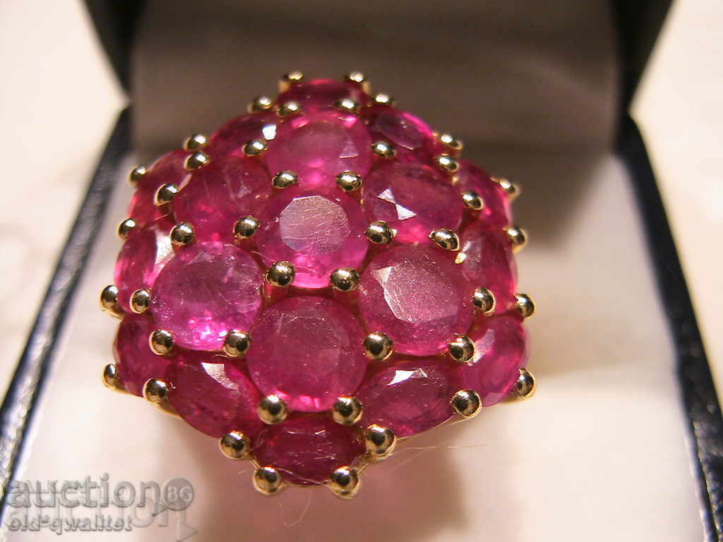 Auction  SILVER RING with RUBY, 925 SILVER, GOLD PLATED