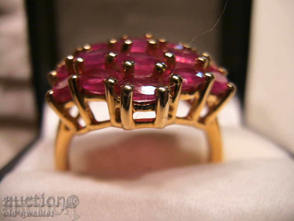 Delivery of SILVER RING with RUBY, 925 SILVER, GOLD PLATED