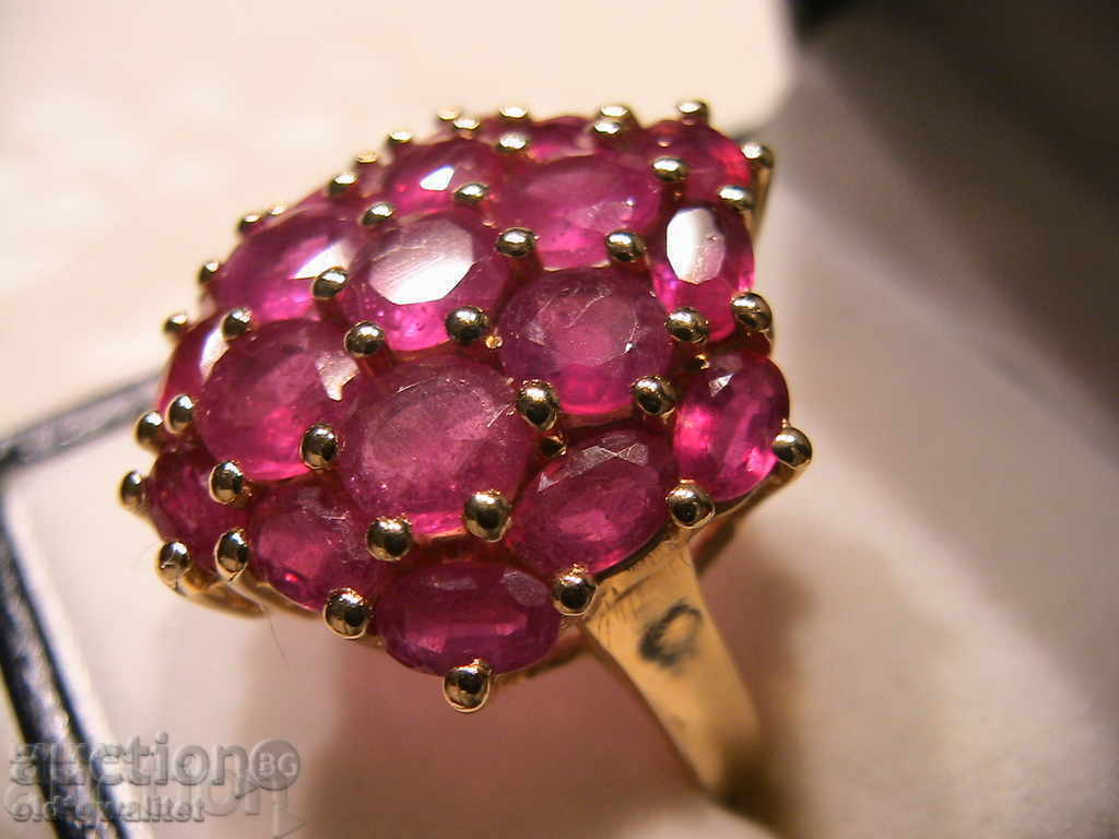 SILVER RING with RUBY, 925 SILVER, GOLD PLATED