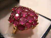 SILVER RING with RUBY, 925 SILVER, GOLD PLATED