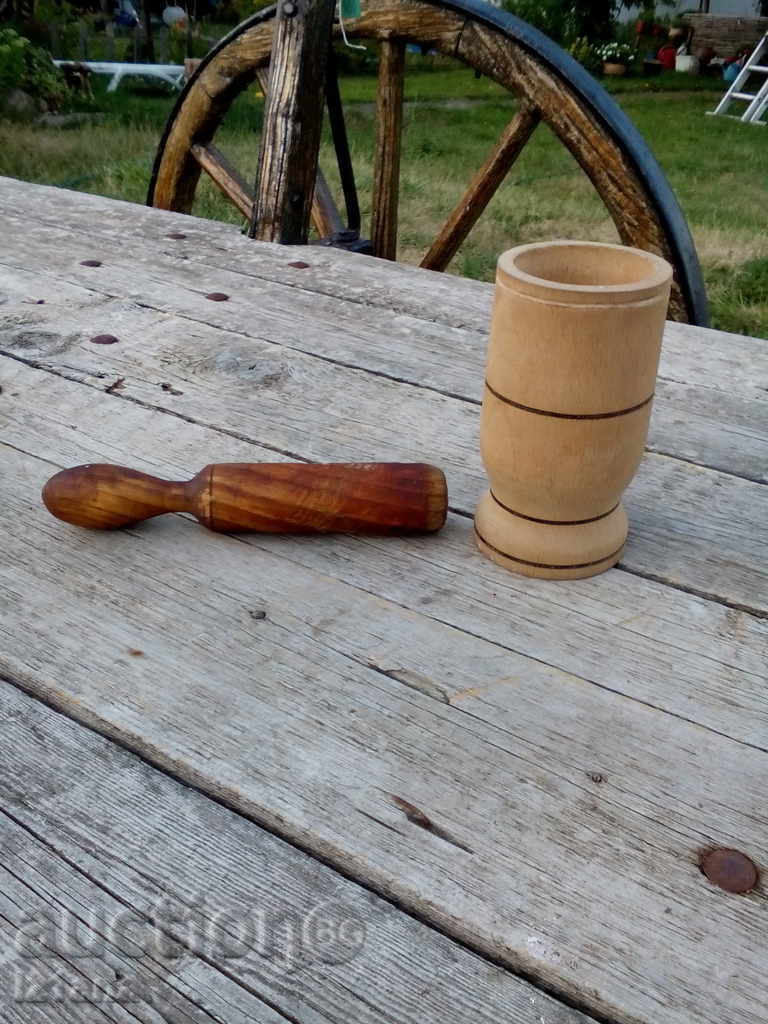Old wooden mortar with price 10.00 BGN | € 5.11 Old wooden mortar with price 10.00 BGN | € 5.11