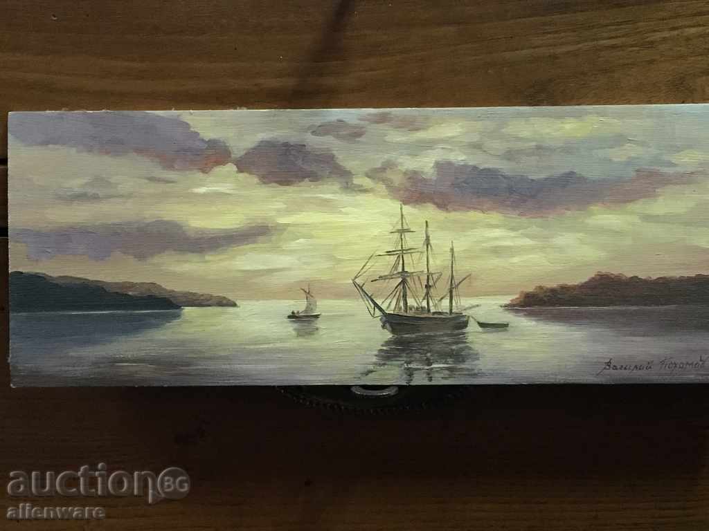 Auction Marine landscape miniature of Vasiliy Phohomov Auction Marine landscape miniature of Vasiliy Phohomov