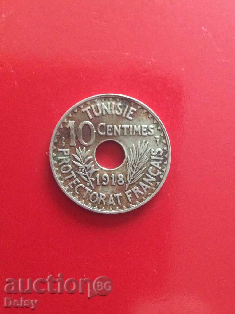 Тунис 10 сантима 1918г.
