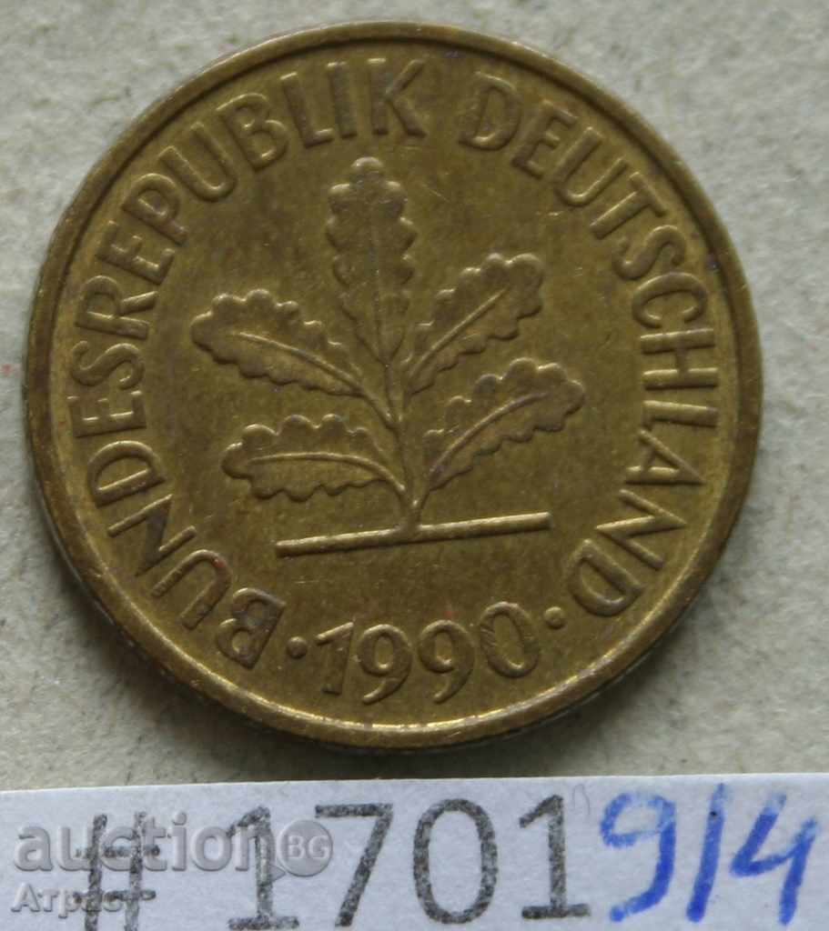 5 pfennigs 1990 J -GFR με τιμή € 0.26 | 0.51 BGN